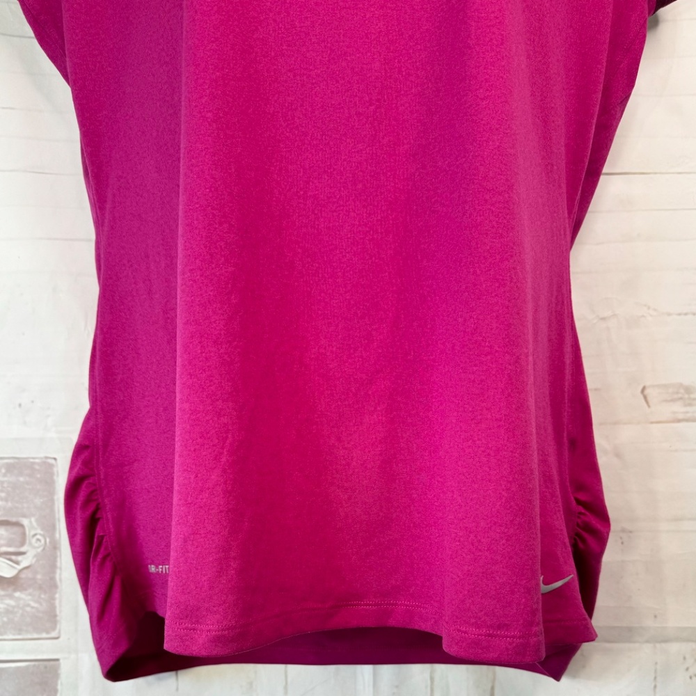 Nike Dri Fit Womens Burgundy Sports Athletic Workout SS Ruch Shirt Top Sz. XL - Picture 7 of 16
